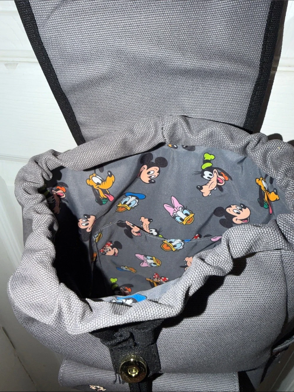 Disney Loungefly Gray Backpack with Embroidered Mickey & Friends